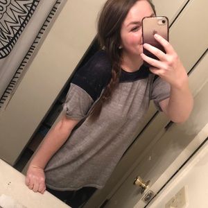 Lucky Brand Gray and Navy Lightweight Tee